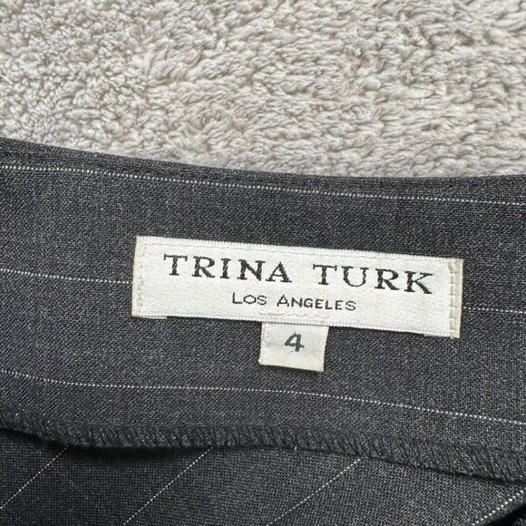 Trina Turk Women's Career Pinstripe Straight Skirt Side Zip Size 4 Gray *FLAW - Picture 9 of 9